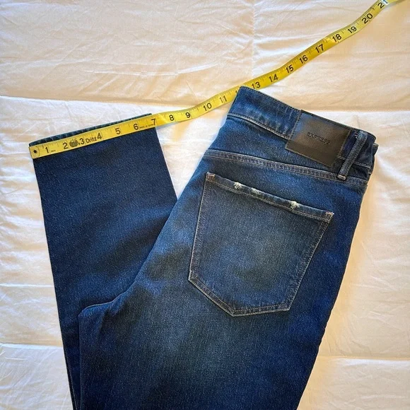 Express High-Waisted Dark Wash 50/50 Rigid Stretch 90s Skinny Jeans NWOT, 12R - Picture 4 of 5